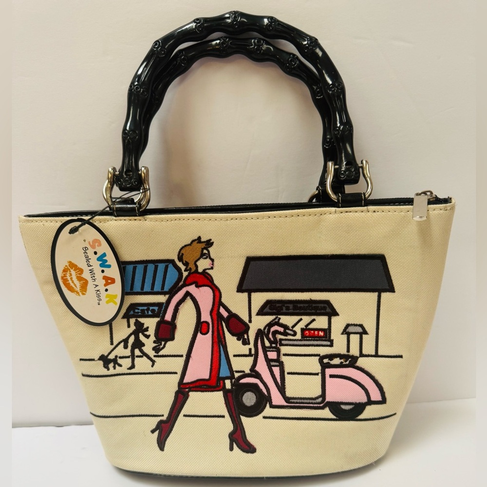NEW! SWAK Women's Cream and Black Handbag